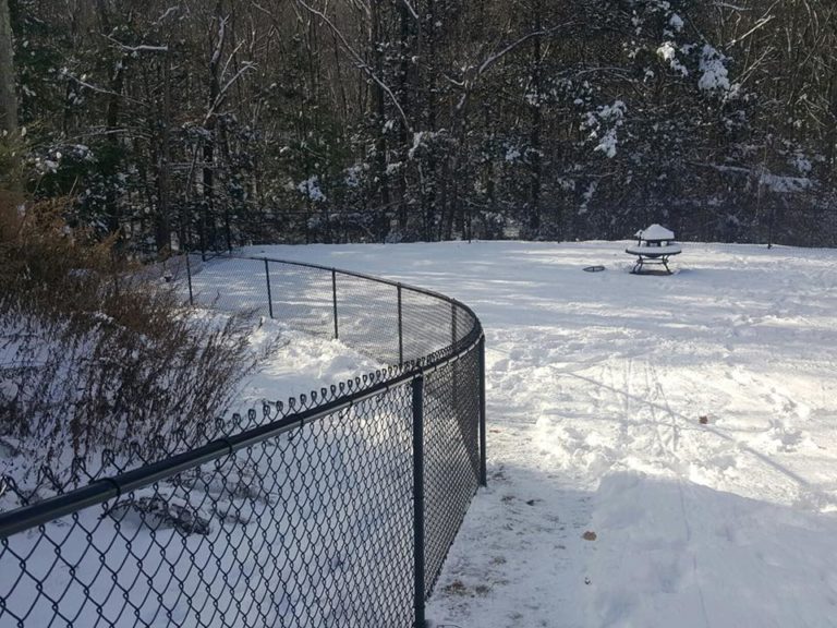 Chain link fence winter