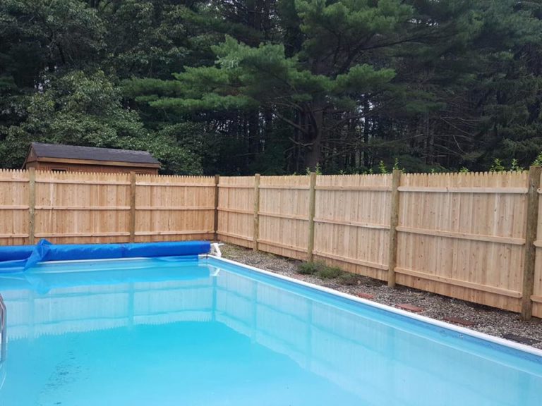 Wooden pool fence residential in massachusetts